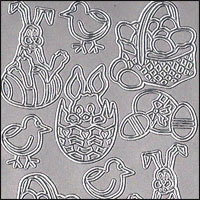 Easter Images/Shapes, Silver Peel Off Stickers (1 sheet)