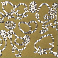 (image for) Easter Shapes/Images, Gold Peel Off Stickers (1 sheet)