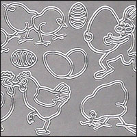 Easter Shapes/Images, Silver Peel Off Stickers (1 sheet)