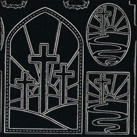 Window Scene Crosses, Black Peel Off Stickers (1 sheet)