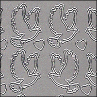 Wedding Doves, Silver Peel Off Stickers (1 sheet)