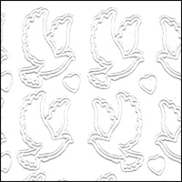 Wedding Doves, White Peel Off Stickers (1 sheet)