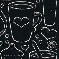 Love Coffee, Black Peel Off Stickers (1 sheet)