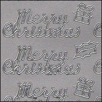 Merry Christmas, Silver Peel Off Stickers (1 sheet)