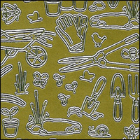 Gardening Theme, Gold Peel Off Stickers (1 sheet)