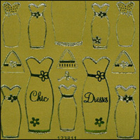 Dresses, Gold Peel Off Stickers (1 sheet)
