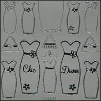Dresses, Silver Peel Off Stickers (1 sheet)