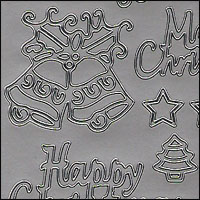 Christmas Words + Images, Silver Peel Off Stickers (1 sheet)