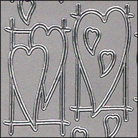 Contemporary Hearts, Silver Peel Off Stickers (1 sheet)
