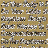 Baby Boy/Girl Baptism, Gold Peel Off Stickers (1 sheet)