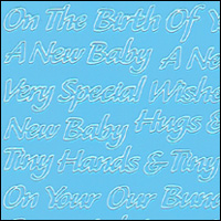 Baby Boy/Girl Writing, Blue Peel Off Stickers (1 sheet)