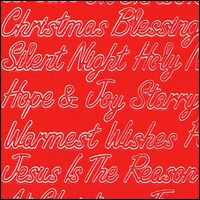Religious Christmas Words, Red Peel Off Stickers (1 sheet)