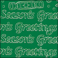 Season's Greetings Words, Green Peel Off Stickers (1 sheet)