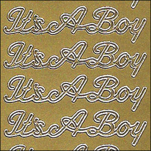 It's A Boy / A New Baby Boy, Gold Peel Off Stickers (1 sheet)
