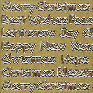 Mixed Christmas Words, Gold Peel Off Stickers (1 sheet)