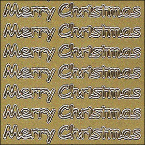 Merry Christmas Words, Gold Peel Off Stickers (1 sheet)