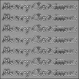 Merry Christmas Words, Silver Peel Off Stickers (1 sheet)