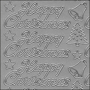 (image for) Happy Christmas Words, Silver Peel Off Stickers (1 sheet)