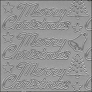 Merry Christmas Words, Silver Peel Off Stickers (1 sheet)