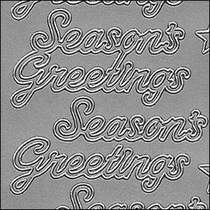 Seasons Greetings Words, Silver Peel Off Stickers (1 sheet)