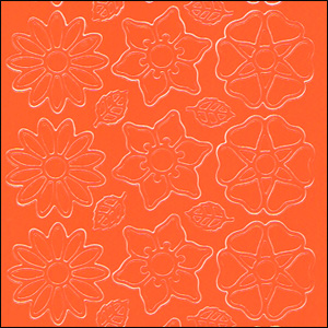 (image for) Flower/Daisy Heads & Leaves, Orange Peel Off Stickers (1 sheet)