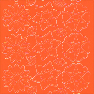 (image for) Flower/Daisy Heads & Leaves, Orange Peel Off Stickers (1 sheet)