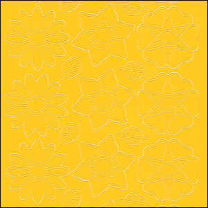 Flower/Daisy Heads & Leaves, Yellow Peel Off Stickers (1 sheet)