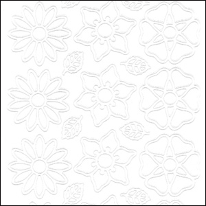 (image for) Flower/Daisy Heads & Leaves, White Peel Off Stickers (1 sheet)