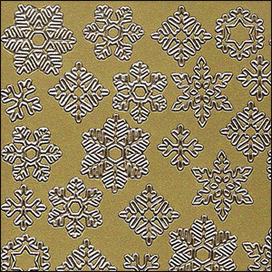 Christmas Snowflakes, Gold Peel Off Stickers (1 sheet) - Click Image to Close