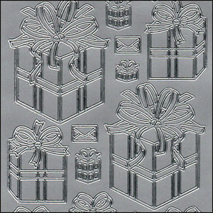 Presents/Gifts, Silver Peel Off Stickers (1 sheet)