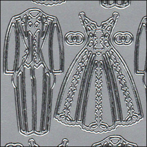 Bride & Groom Outfits, Silver Peel Off Stickers (1 sheet)