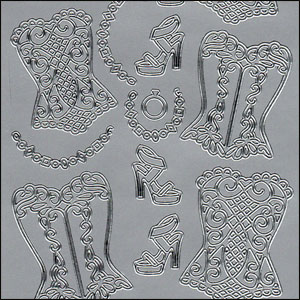 Corsets/Basques, Silver Peel Off Stickers (1 sheet)