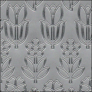Standing Flowers, Silver Peel Off Stickers (1 sheet)