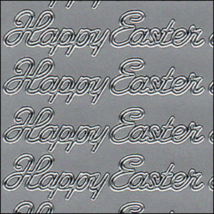 Happy Easter, Silver Peel Off Stickers (1 sheet)