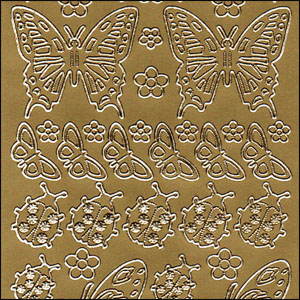 Butterflies & Ladybirds, Gold Peel Off Stickers (1 sheet)