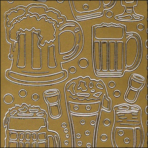 Beer/Lager, Gold Peel Off Stickers (1 sheet)