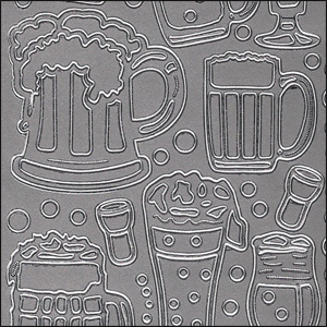 Beer/Lager, Silver Peel Off Stickers (1 sheet)