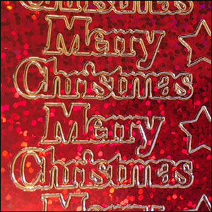 Merry Christmas, Holographic Red Peel Off Stickers (1 sheet)