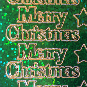 Merry Christmas, Holographic Green Peel Off Stickers (1 sheet)