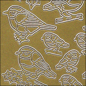 Birds/Robins, Gold Peel Off Stickers (1 sheet)