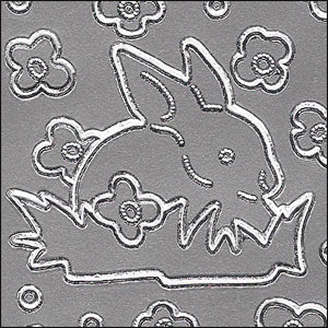 Bunny Rabbits, Silver Peel Off Stickers (1 sheet)