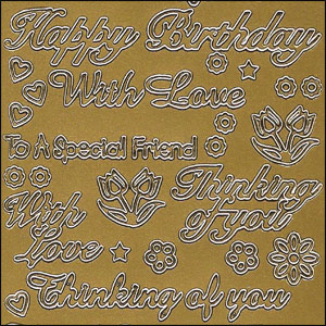 Mixed Greetings, Gold Peel Off Stickers (1 sheet)