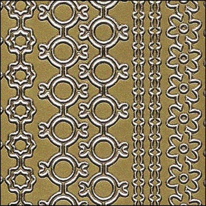 Mixed Shaped Borders, Gold Peel Off Stickers (1 sheet) - Click Image to Close
