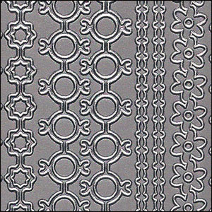 (image for) Mixed Shaped Borders, Silver Peel Off Stickers (1 sheet)