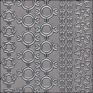 Mixed Shaped Borders, Silver Peel Off Stickers (1 sheet) - Click Image to Close