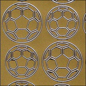 Footballs, Gold Peel Off Stickers (1 sheet)