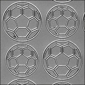 Footballs, Silver Peel Off Stickers (1 sheet)