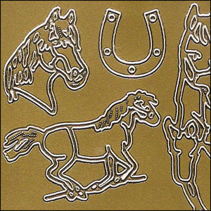 Horses, Gold Peel Off Stickers (1 sheet)