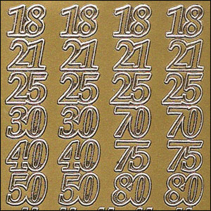 Special Numbers, Gold Peel Off Stickers (1 sheet)