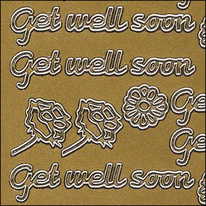 Get Well Soon, Gold Peel Off Stickers (1 sheet)